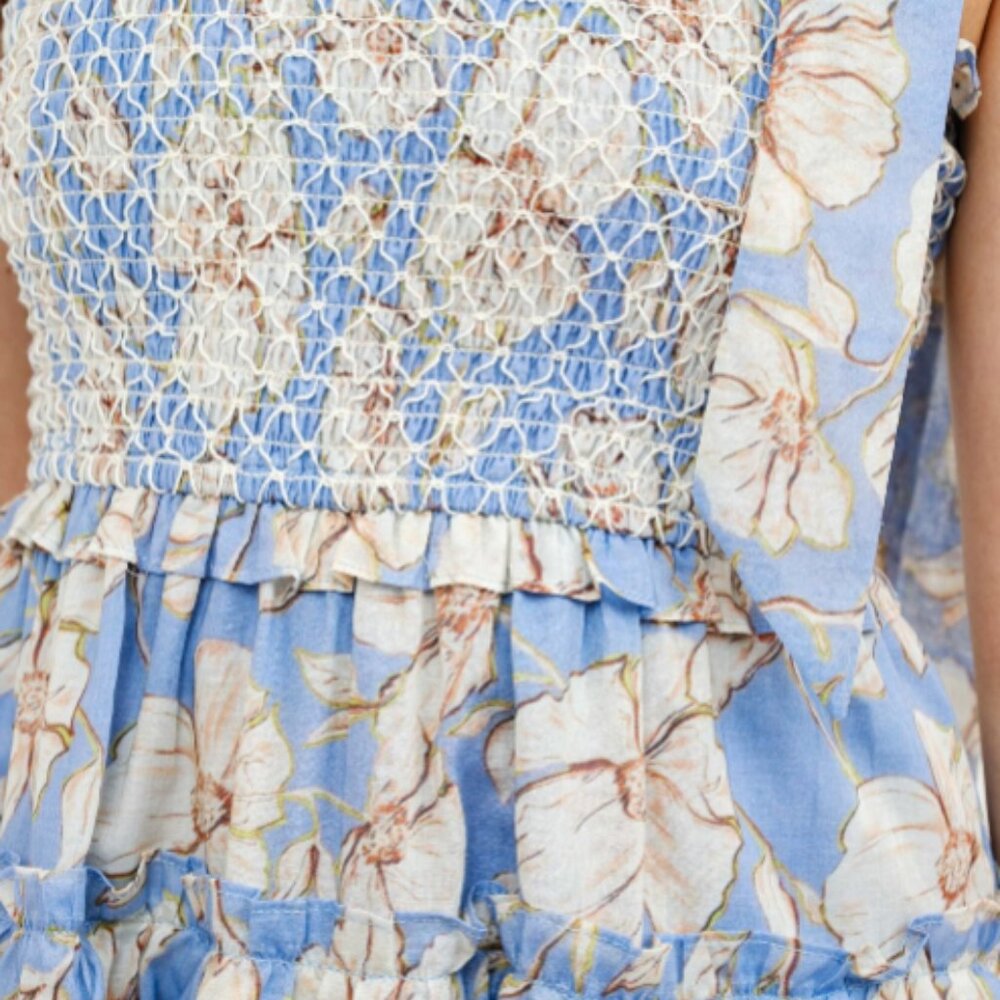NEW Sofie The Label Bri Floral Ruffle Tiered Midi Dress – Blue, NWT - Picture 2 of 3